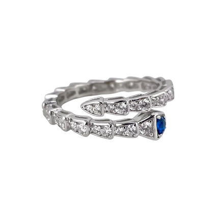 CZ Stone Snake Wrap Ring Sterling Silver