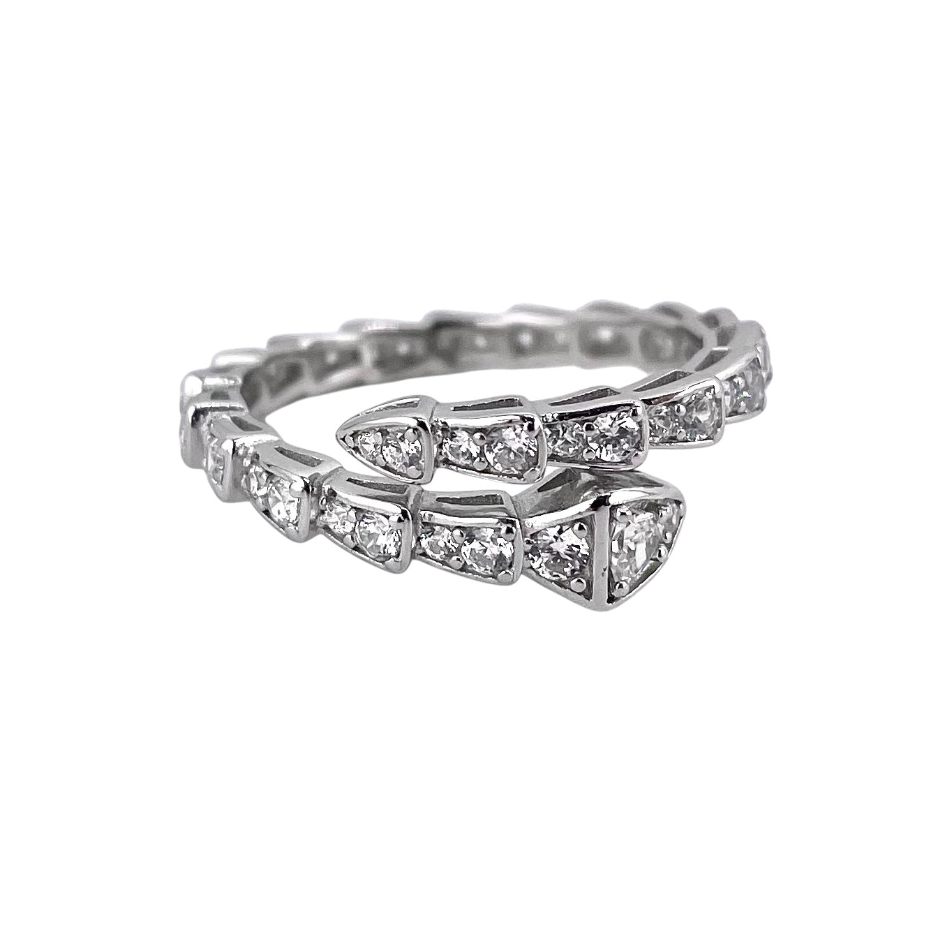 CZ Stone Snake Wrap Ring Sterling Silver