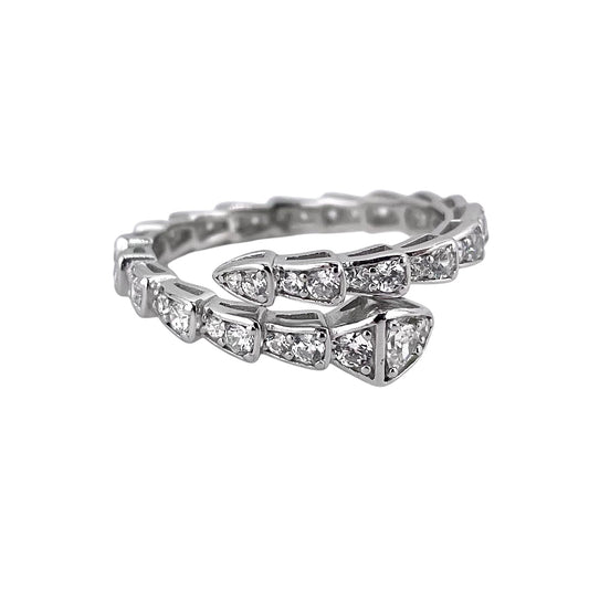 CZ Stone Snake Wrap Ring Sterling Silver