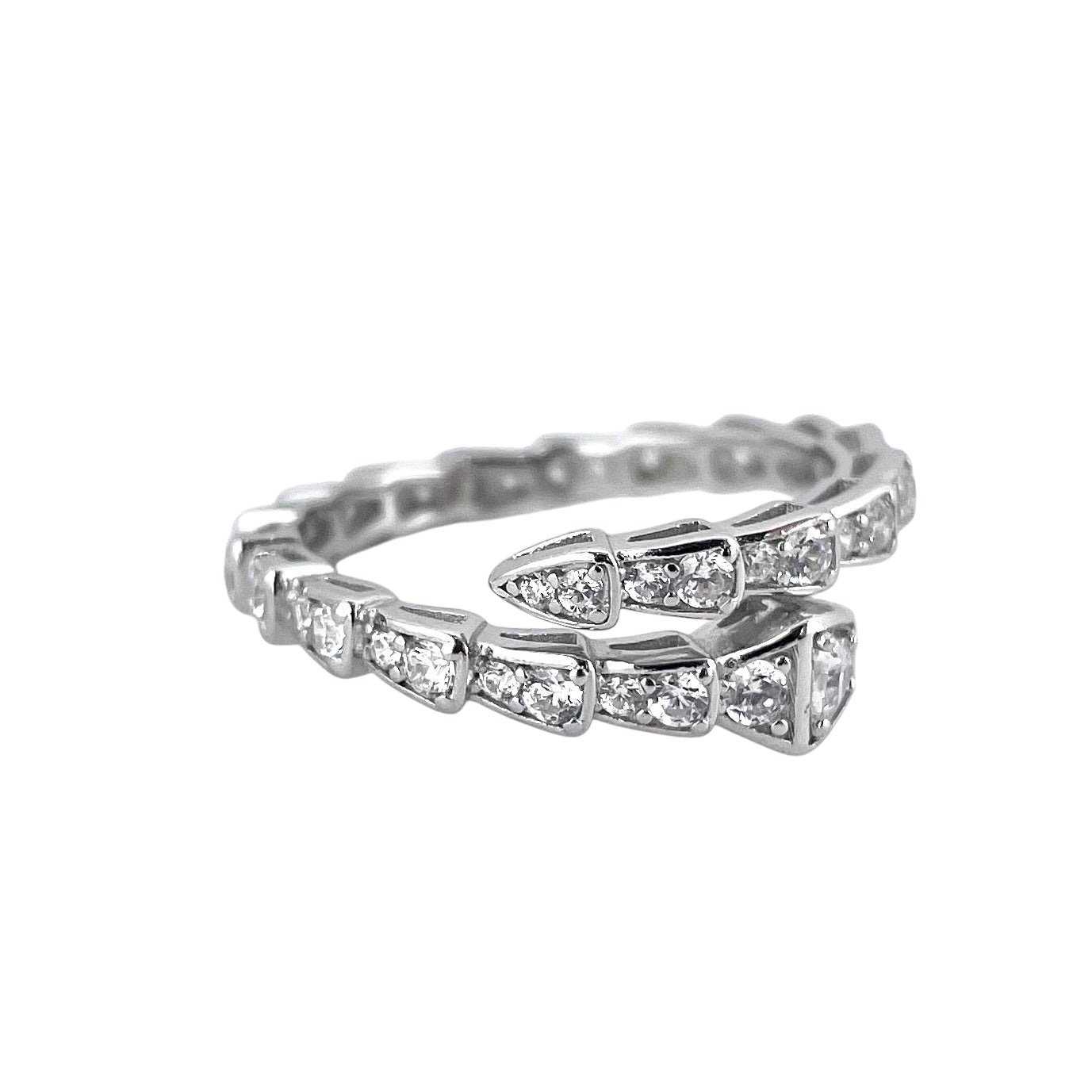 CZ Stone Snake Wrap Ring Sterling Silver