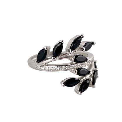CZ Stone Leaf Branch Ring Sterling Silver