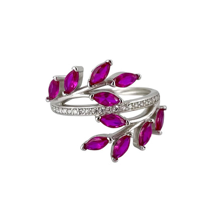 CZ Stone Leaf Branch Ring Sterling Silver