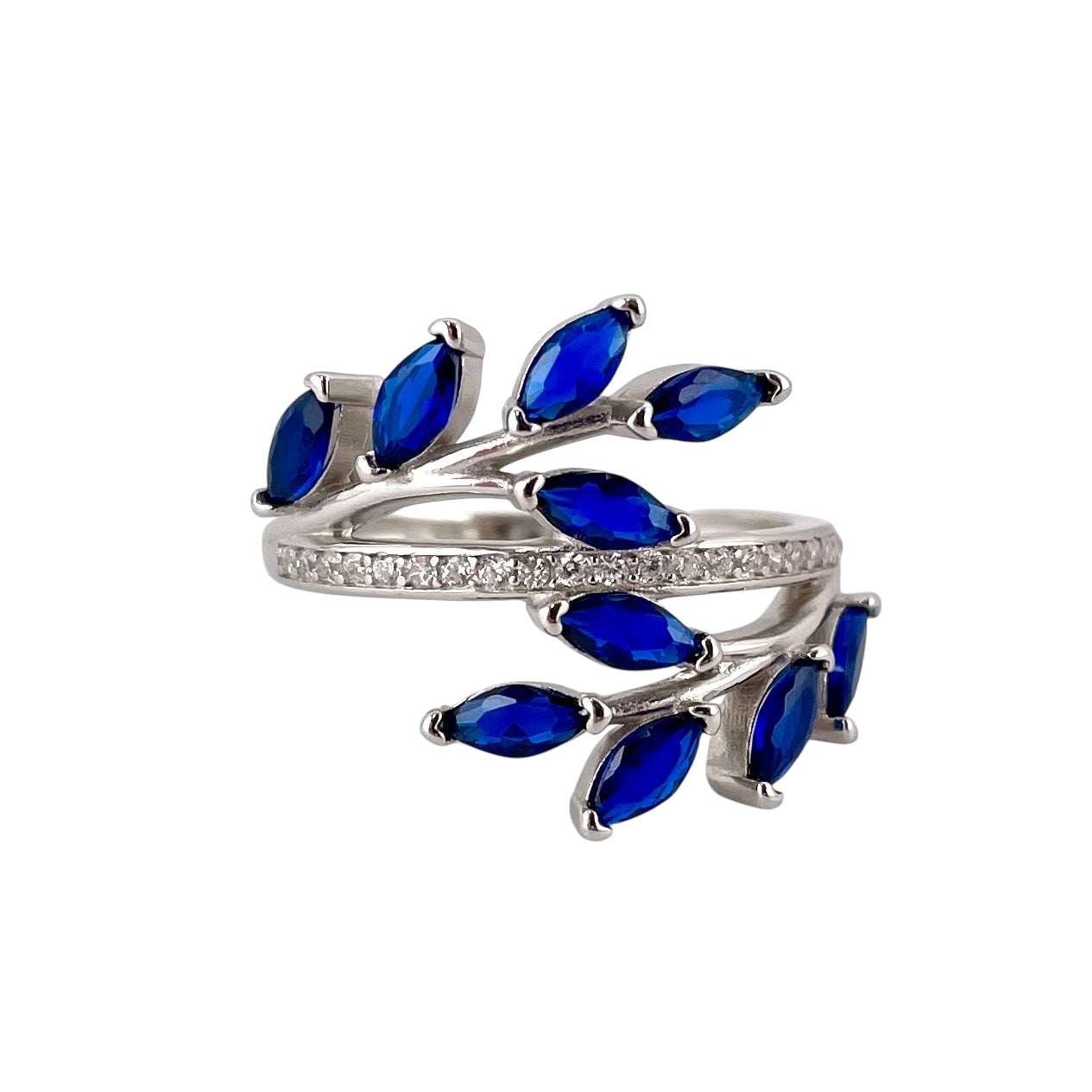 CZ Stone Leaf Branch Ring Sterling Silver