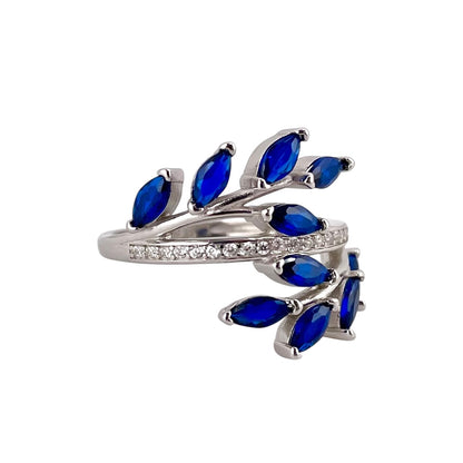 CZ Stone Leaf Branch Ring Sterling Silver