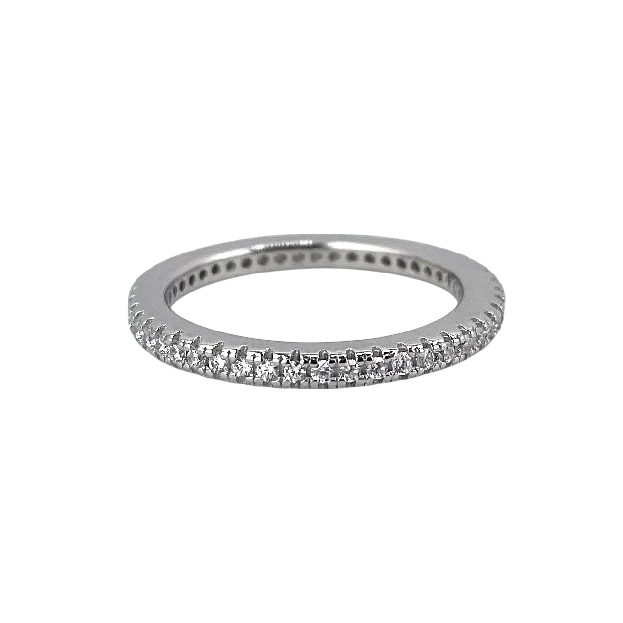 CZ Row Band Ring Sterling Silver