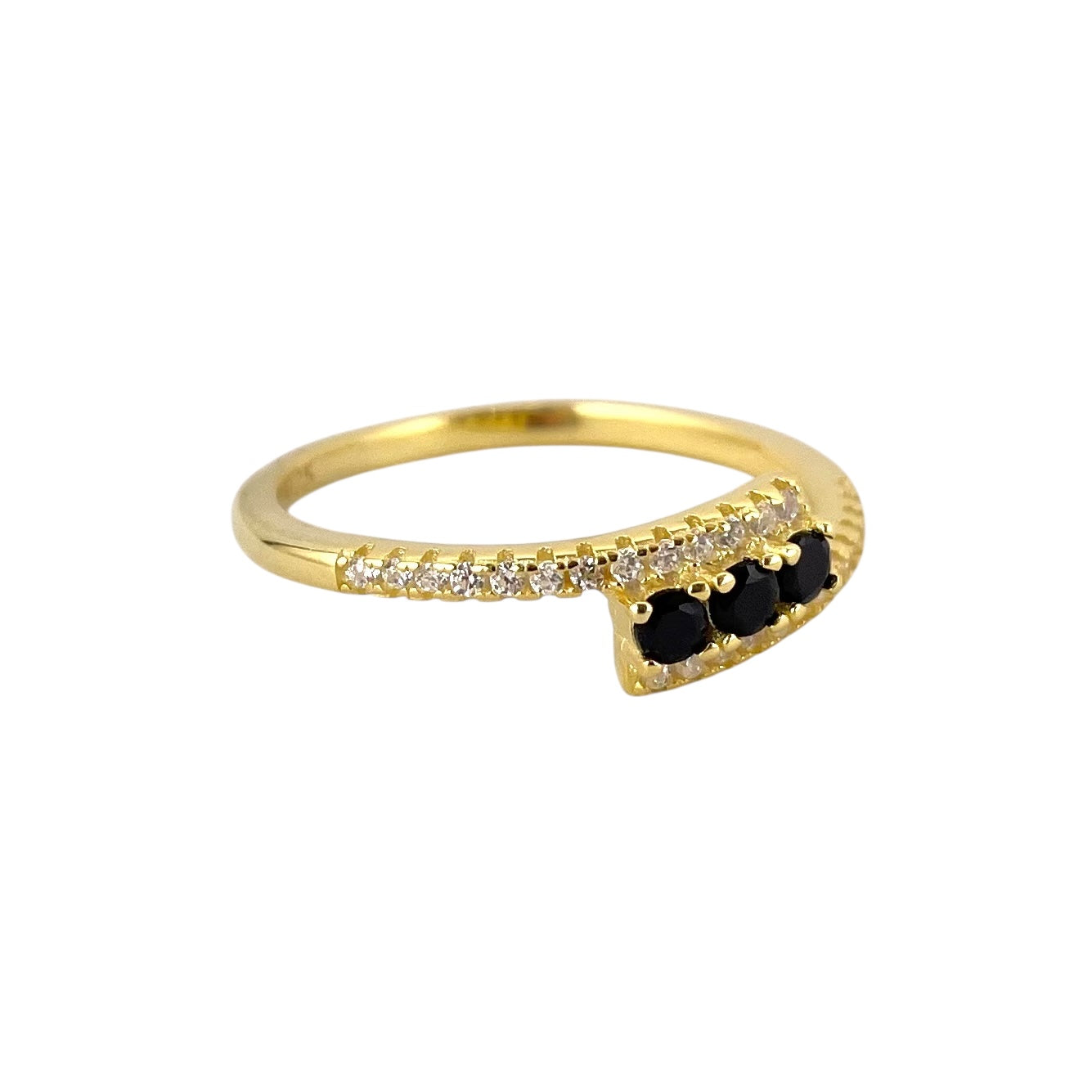 CZ Wrap Row Band Ring Sterling Silver Gold Plate