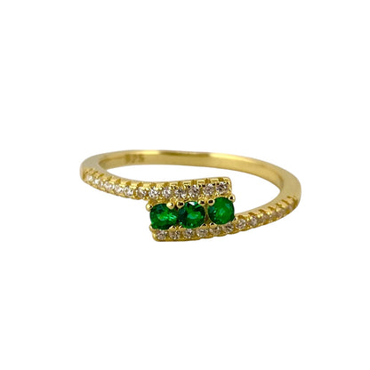 CZ Wrap Row Band Ring Sterling Silver Gold Plate