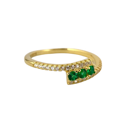 CZ Wrap Row Band Ring Sterling Silver Gold Plate