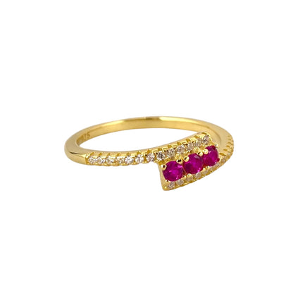 CZ Wrap Row Band Ring Sterling Silver Gold Plate