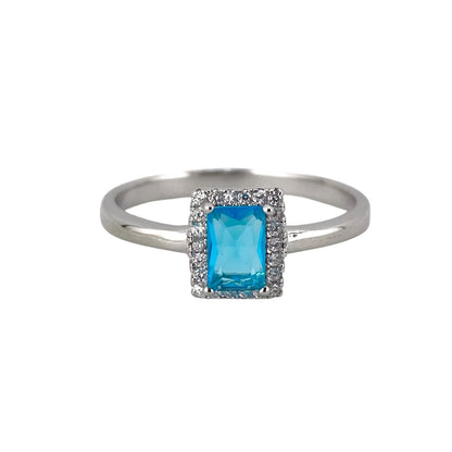 CZ Rectangle Ring Sterling Silver