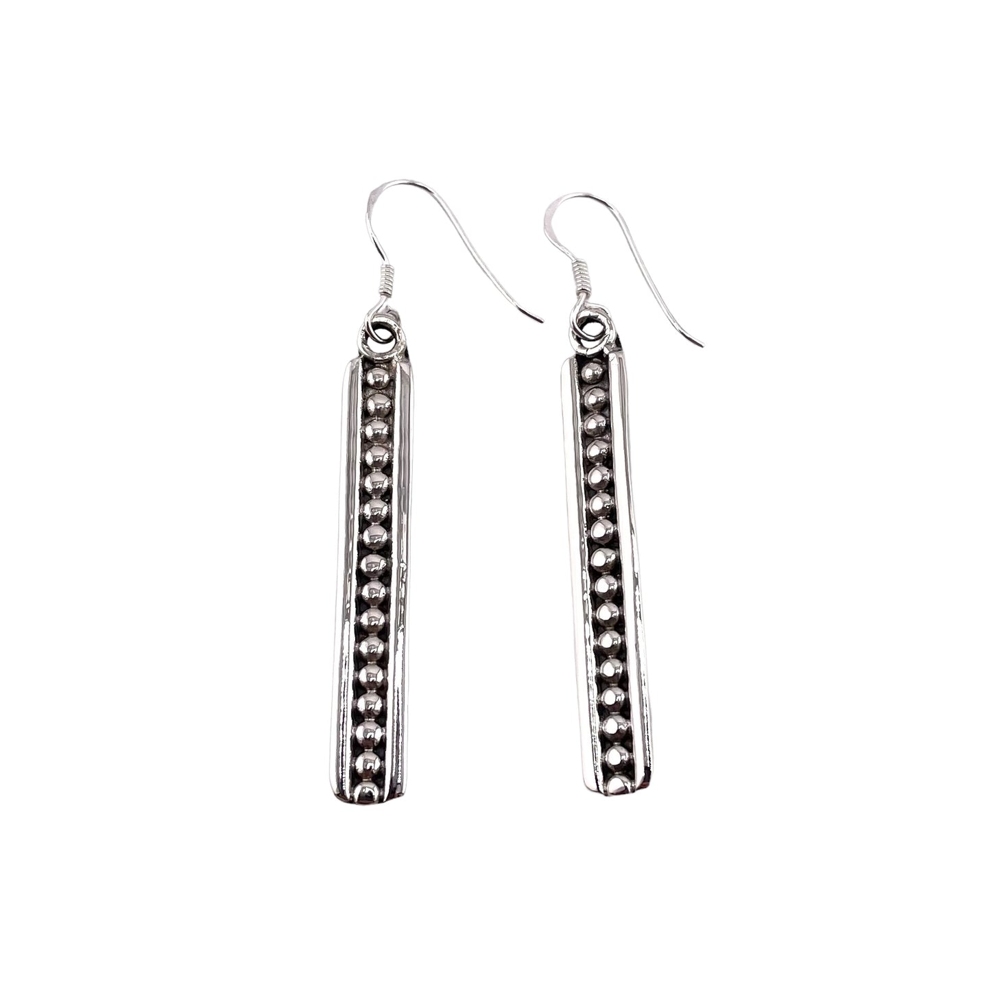 Ball Dot Bar Dangle Earring 5/16" Sterling Silver