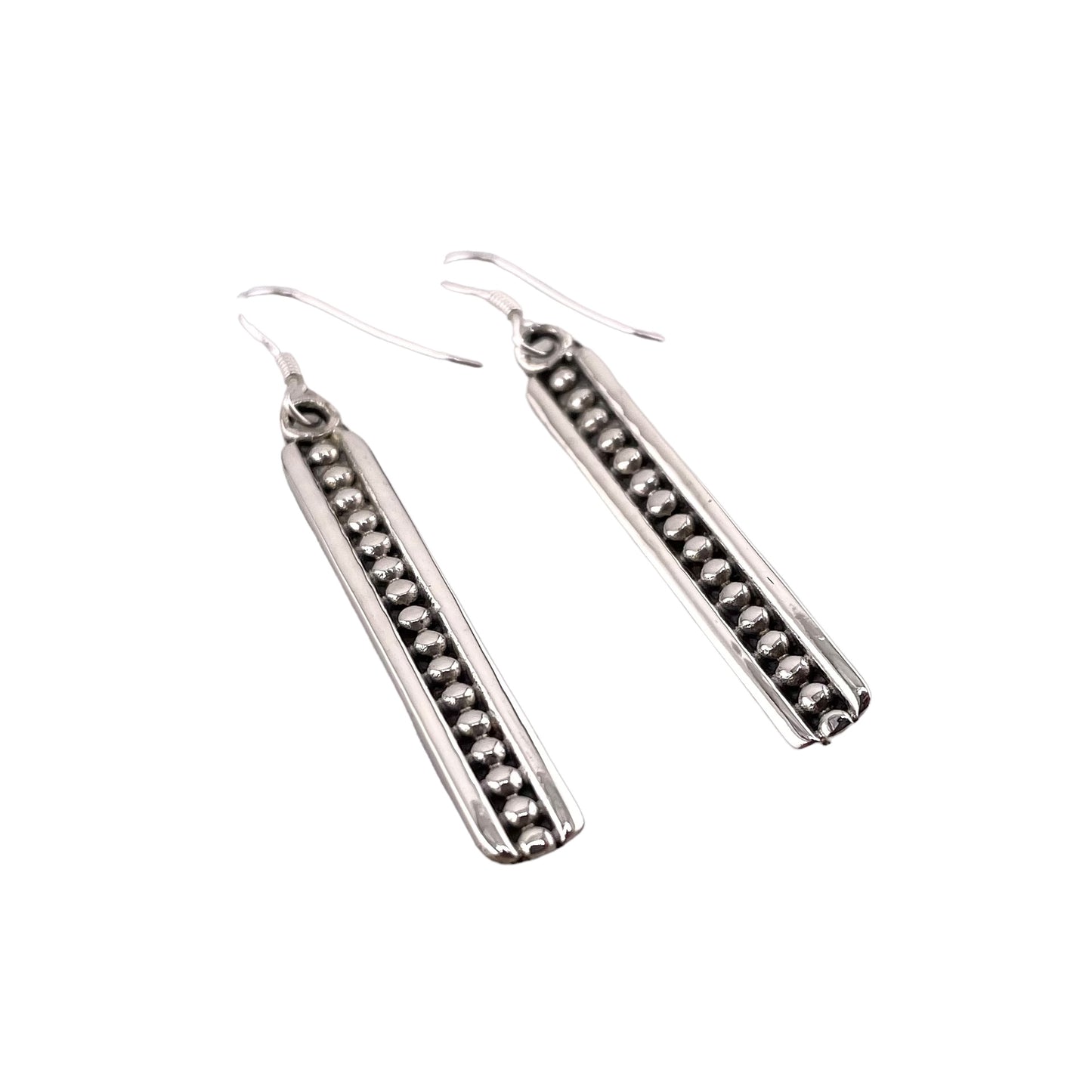 Ball Dot Bar Dangle Earring 5/16" Sterling Silver