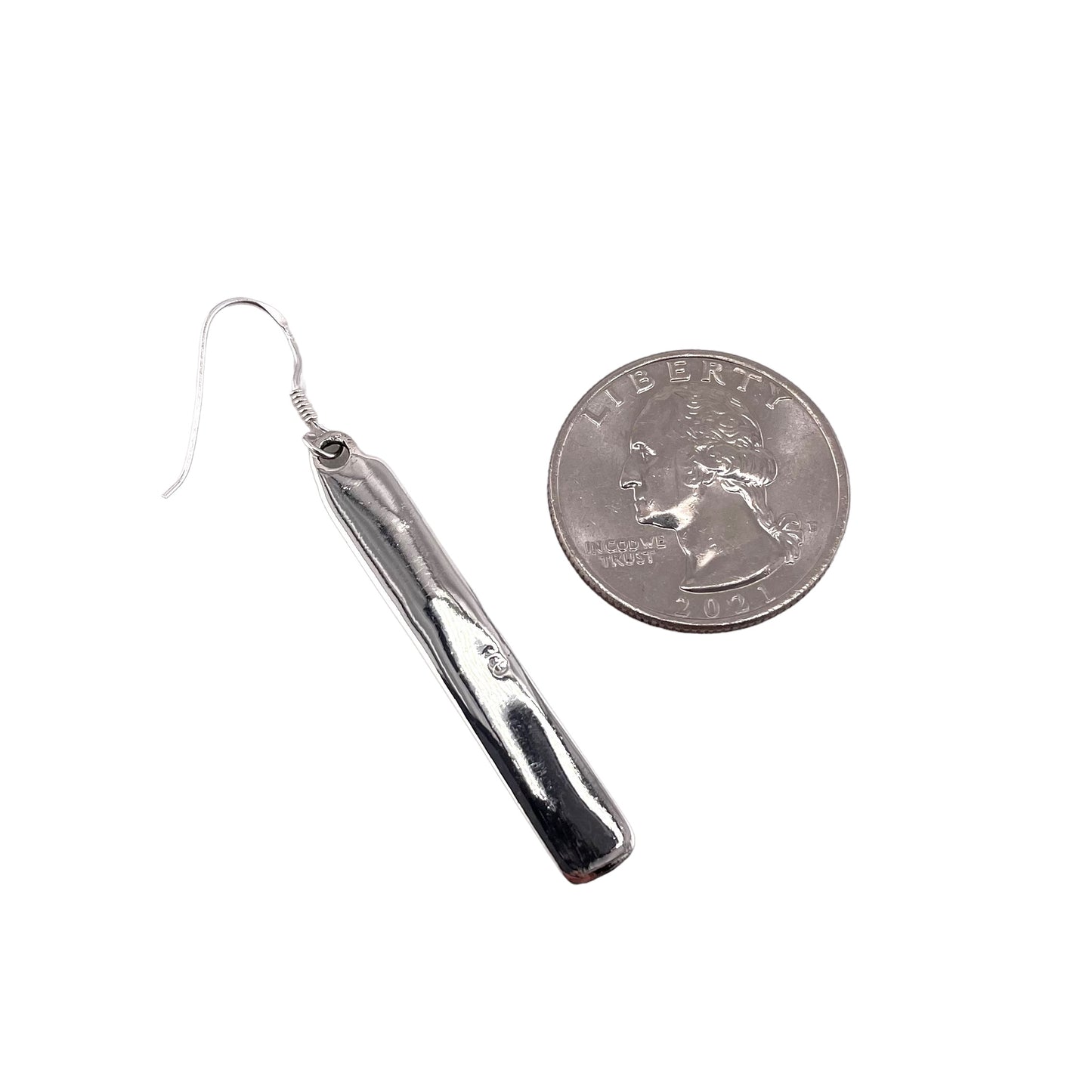 Ball Dot Bar Dangle Earring 5/16" Sterling Silver