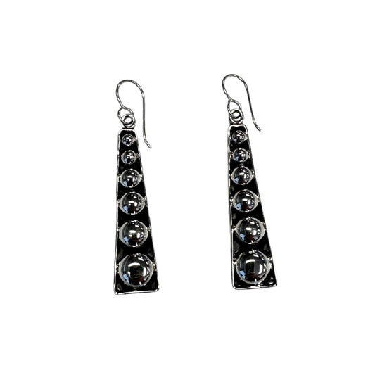 Sterling Silver Dotted Graduated Bead Dangle Earrings