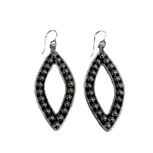Sterling Silver Dotted Bead Dangle Earrings