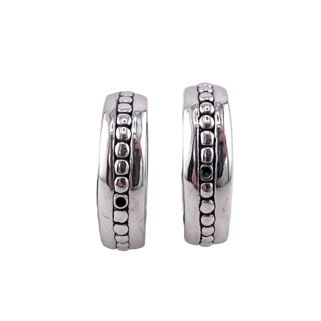 Horseshoe Ball Dot Hoop Earrings Sterling Silver