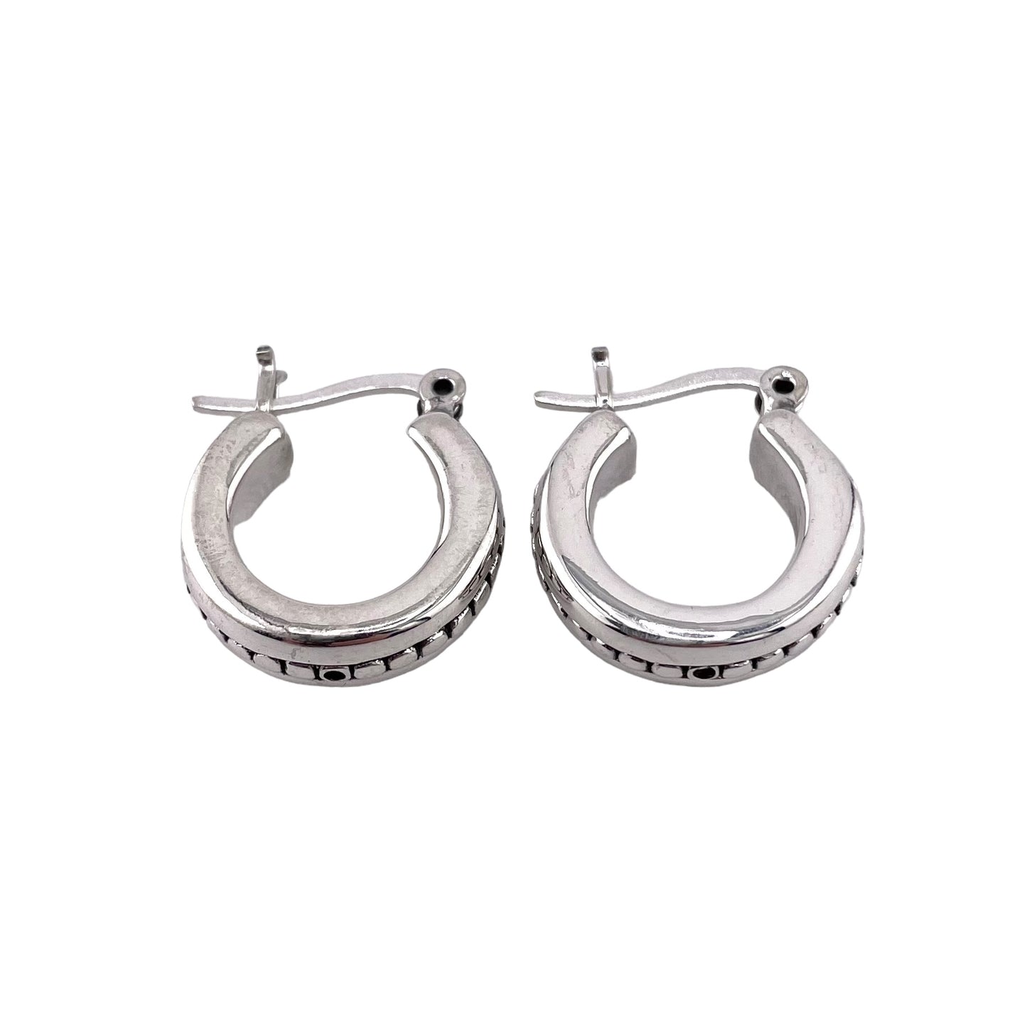 Horseshoe Ball Dot Hoop Earrings Sterling Silver