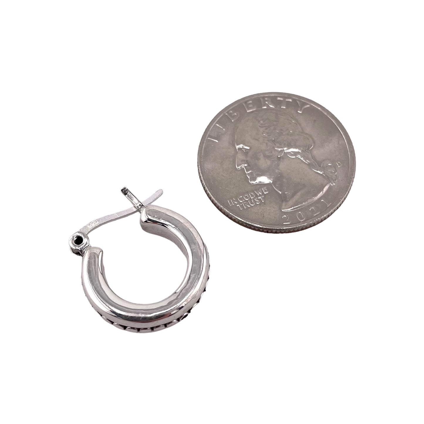 Horseshoe Ball Dot Hoop Earrings Sterling Silver