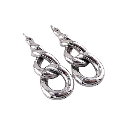 Intertwined Loop Dangle Earrings Sterling Silver