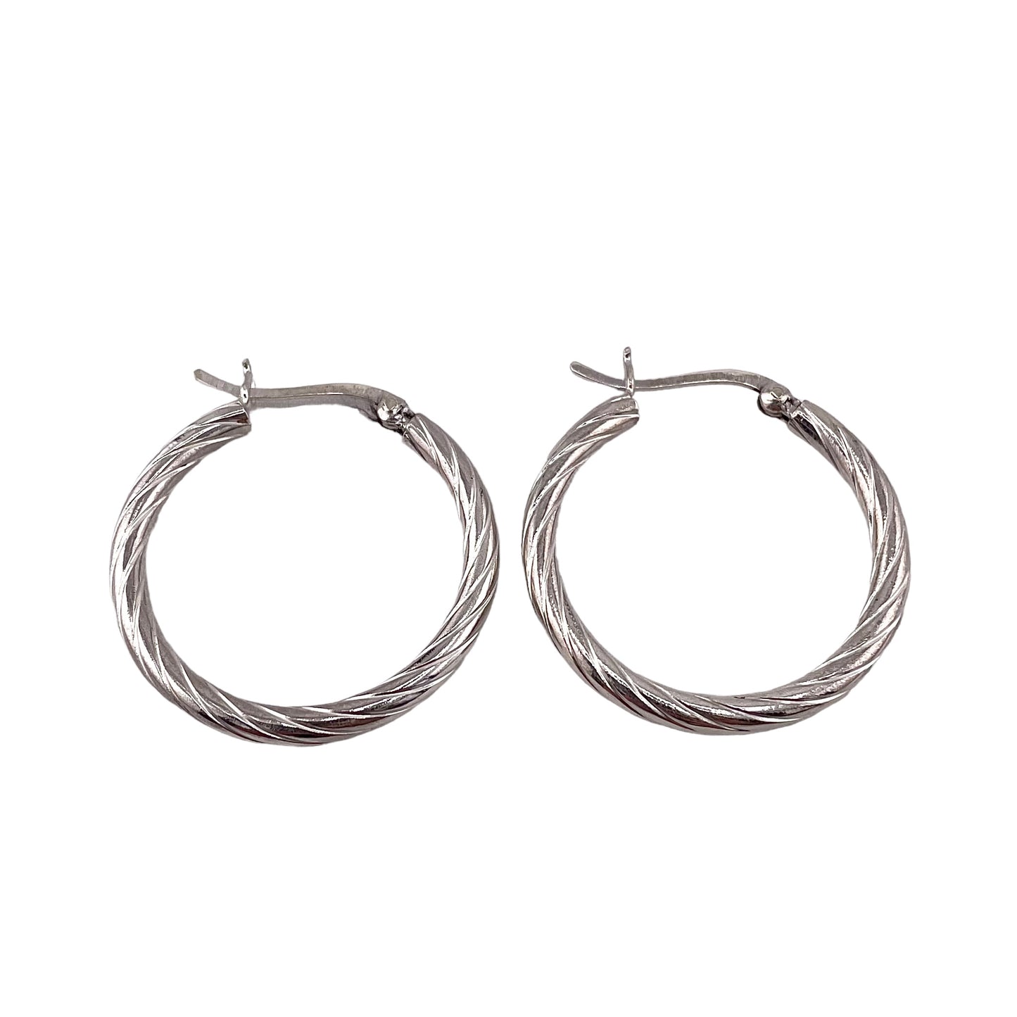 Twist Hoop Post Earrings Sterling Silver