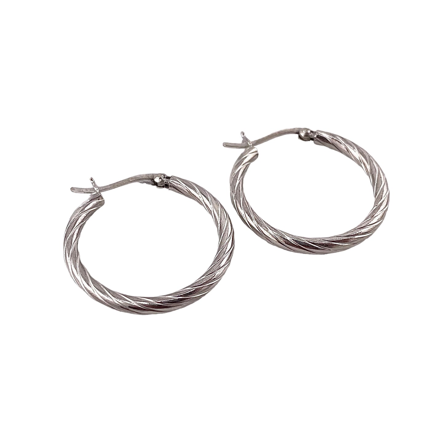 Twist Hoop Post Earrings Sterling Silver