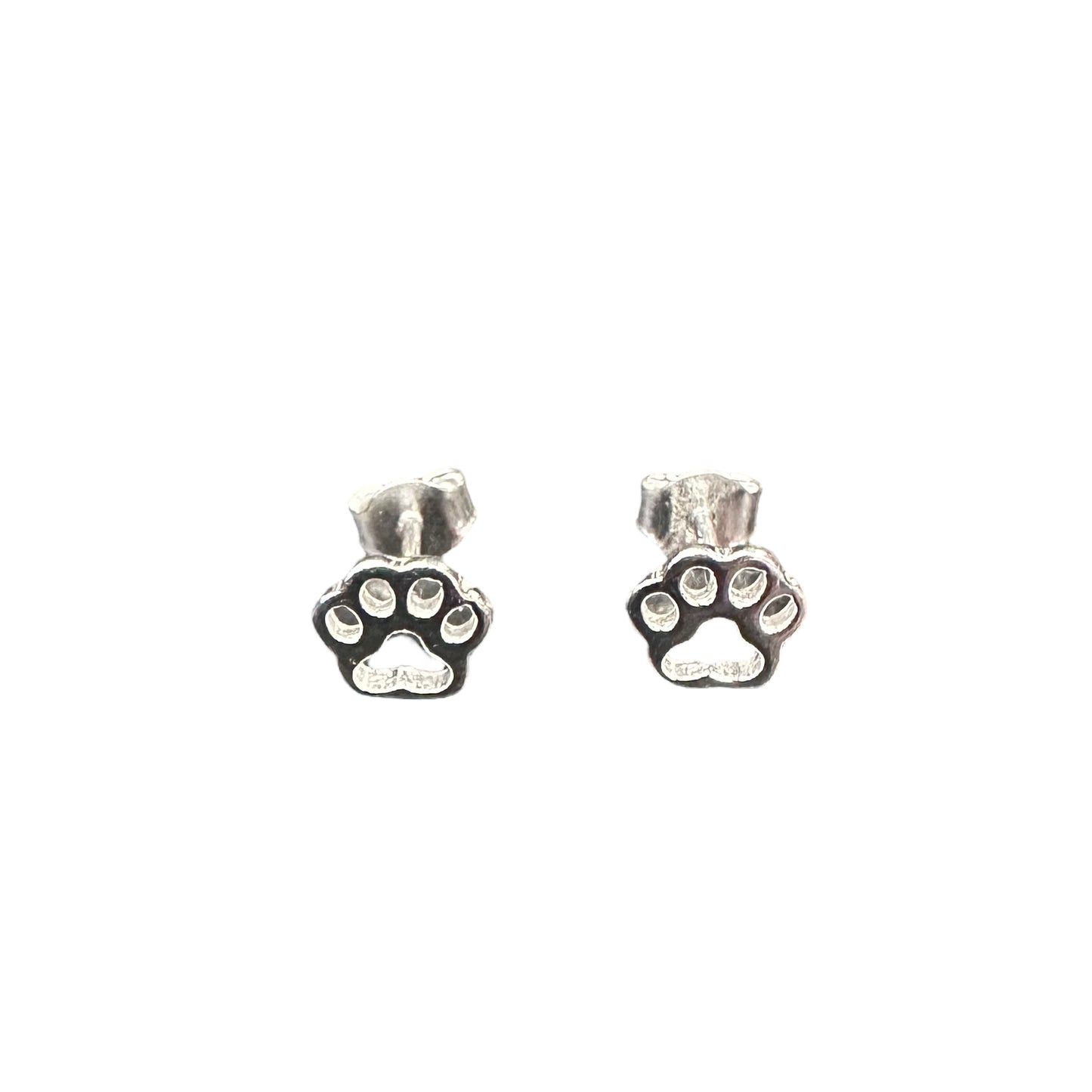 Dog Paw Cut Out Post Earrings Sterling Silver