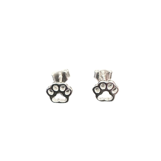 Dog Paw Cut Out Post Earrings Sterling Silver