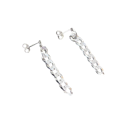 Curb Chain 5.6mm Post Earrings Sterling Silver