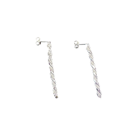 Rope Chain Post Earrings Sterling Silver