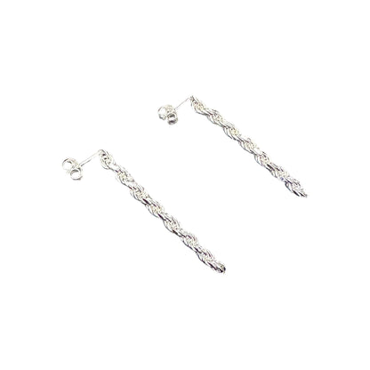 Rope Chain Post Earrings Sterling Silver