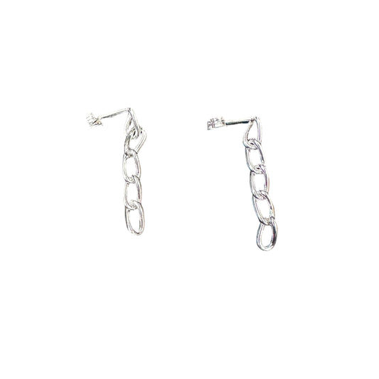 Chain Link Post Earrings Sterling Silver