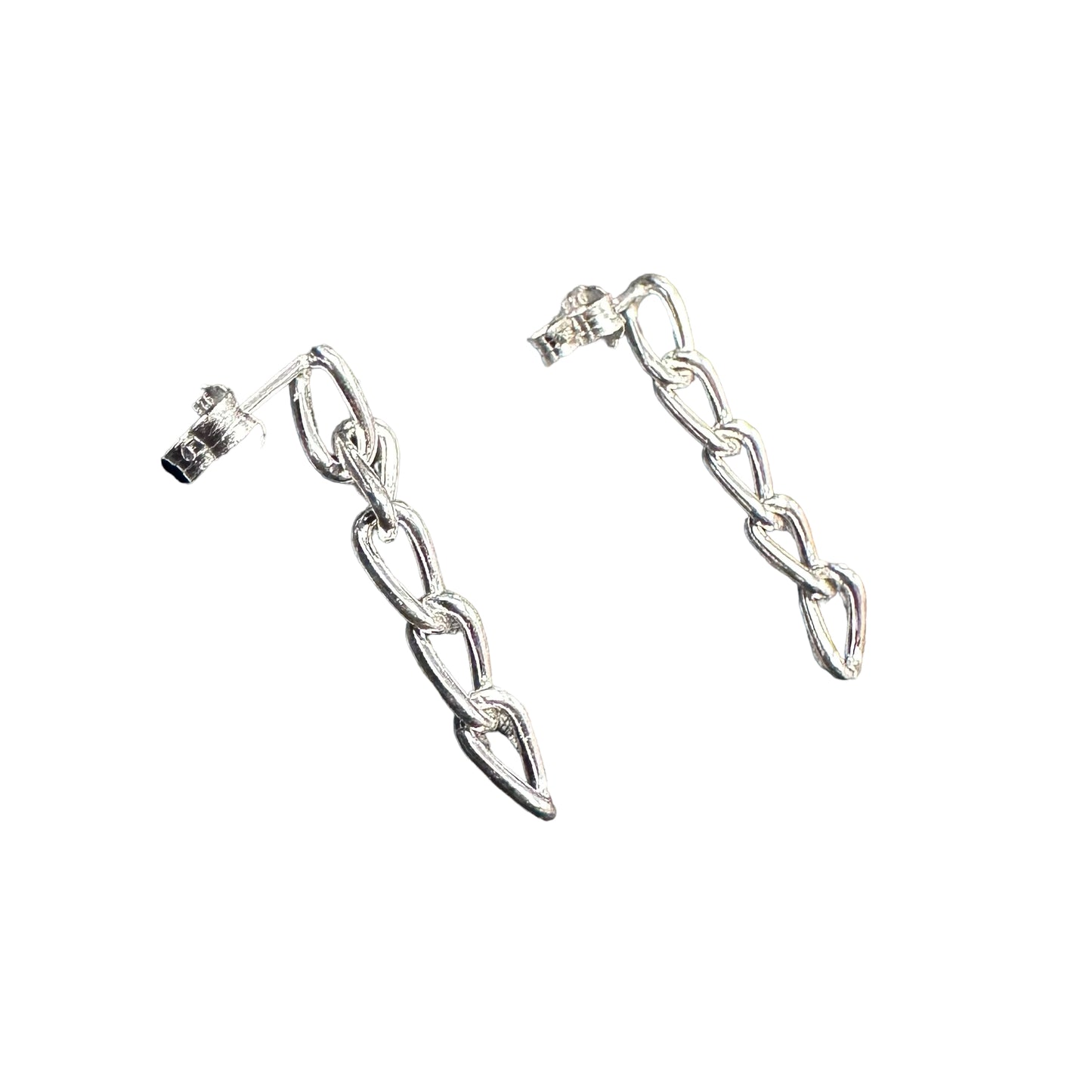 Chain Link Post Earrings Sterling Silver