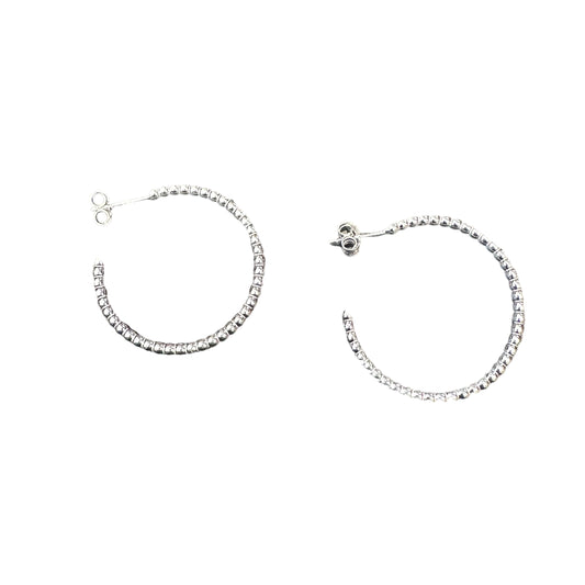 30mm Ball Hoop Earrings Sterling Silver