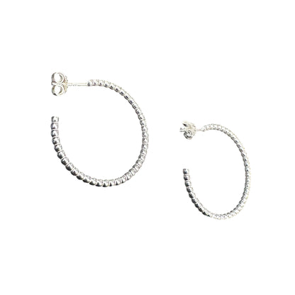 30mm Ball Hoop Earrings Sterling Silver