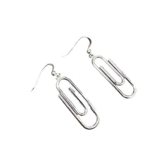 Paper Clip Dangle Earrings Sterling Silver