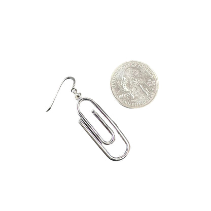 Paper Clip Dangle Earrings Sterling Silver