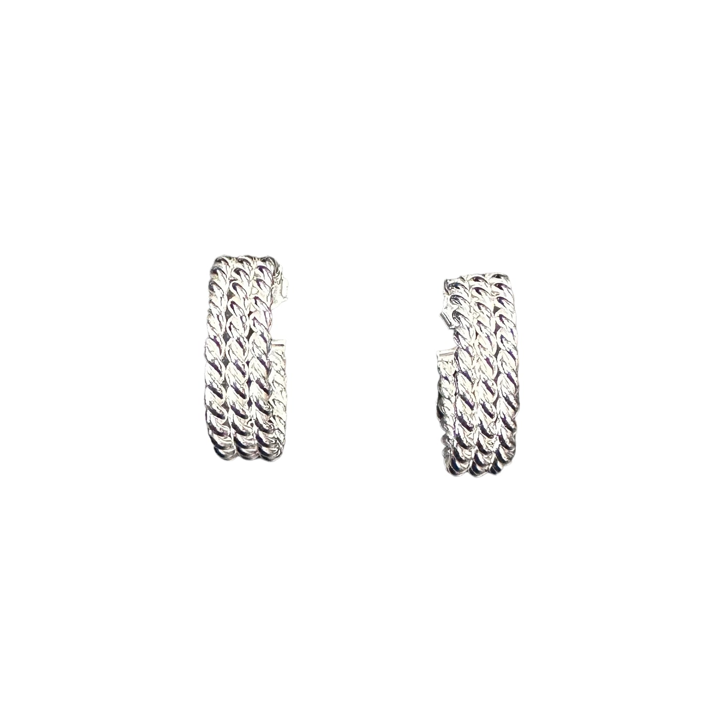 3-Row Rope Twist Hoop Earrings Sterling Silver