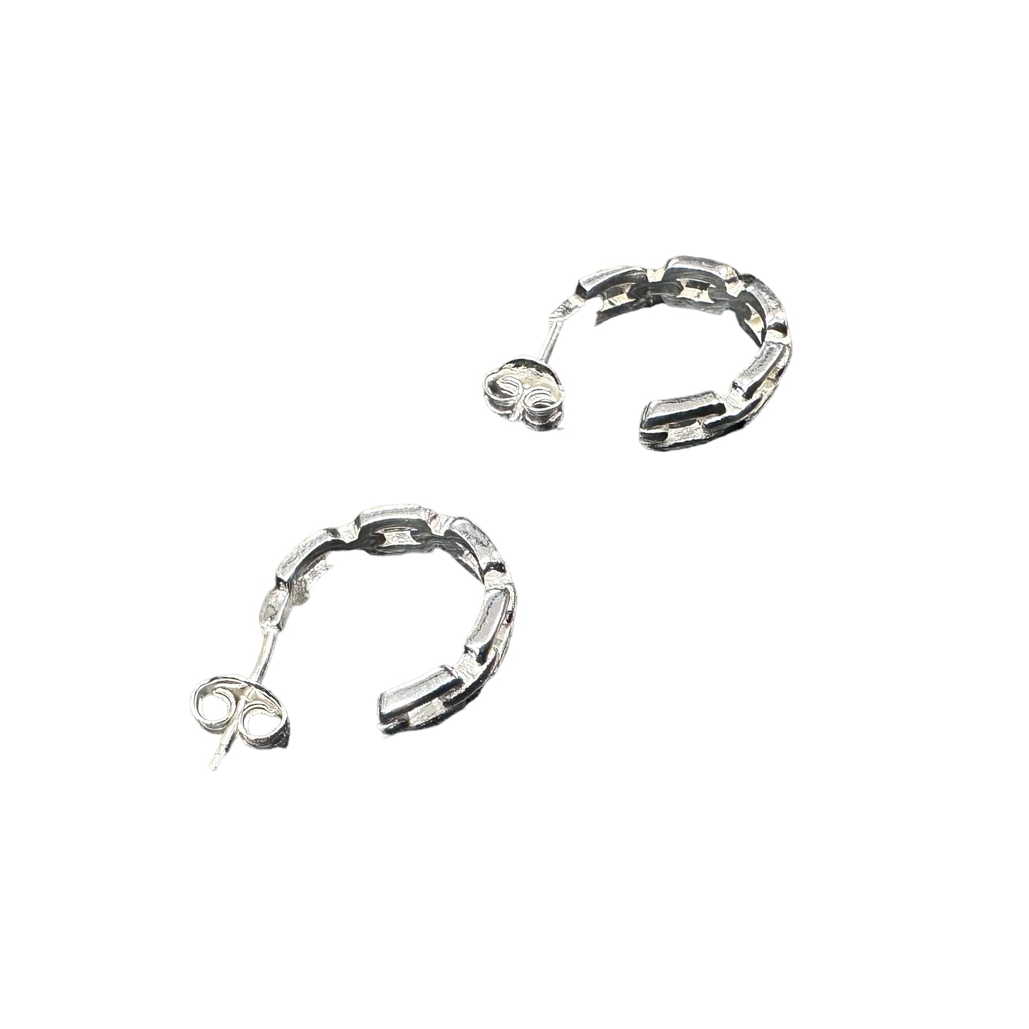 Chain Hoop Earrings Sterling Silver