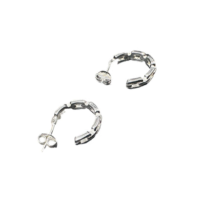 Chain Hoop Earrings Sterling Silver