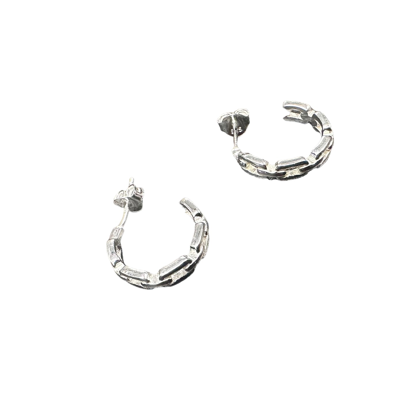 Chain Hoop Earrings Sterling Silver