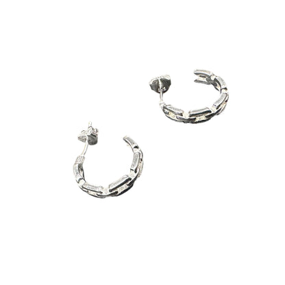 Chain Hoop Earrings Sterling Silver