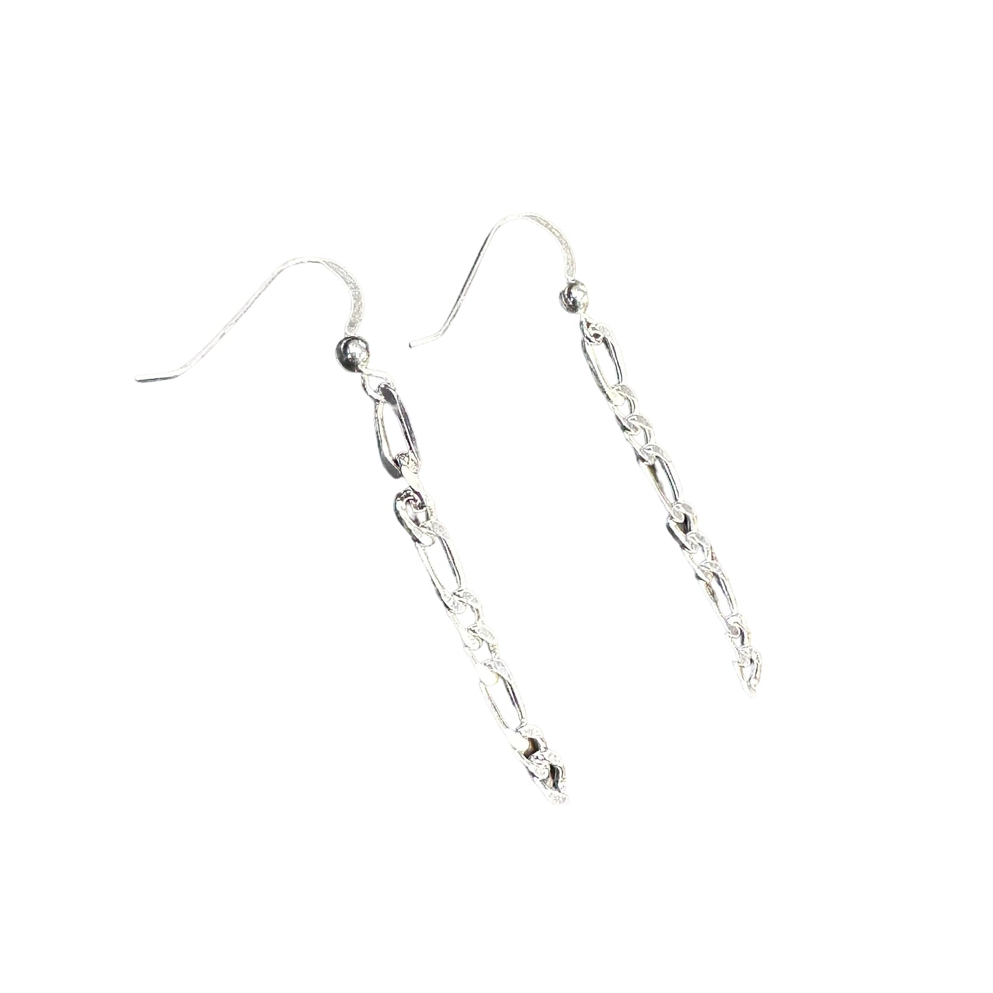 Figaro Chain Dangle Earrings Sterling Silver