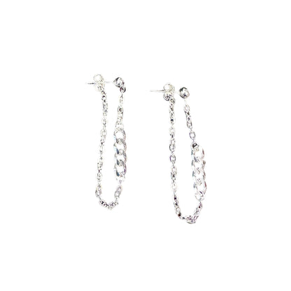 Chain Loop Stud Earrings Sterling Silver