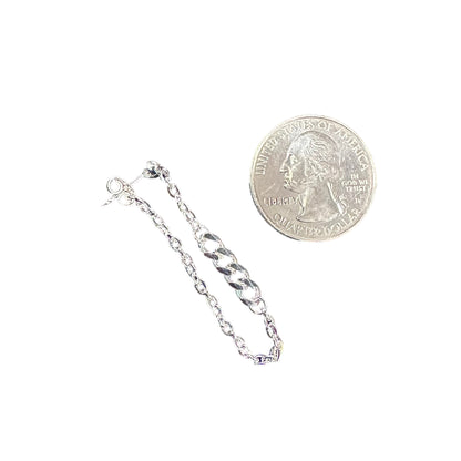 Chain Loop Stud Earrings Sterling Silver