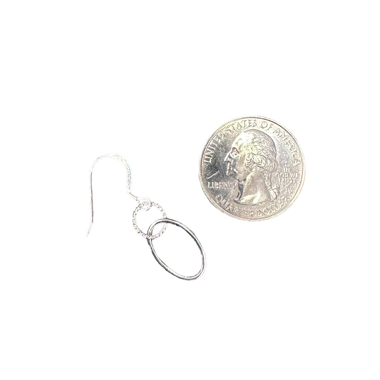 Round & Oval Link Dangle Earrings Sterling Silver