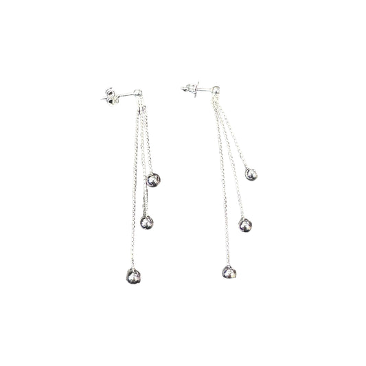 3-Strand Box Chain & Ball Post Earrings Sterling Silver