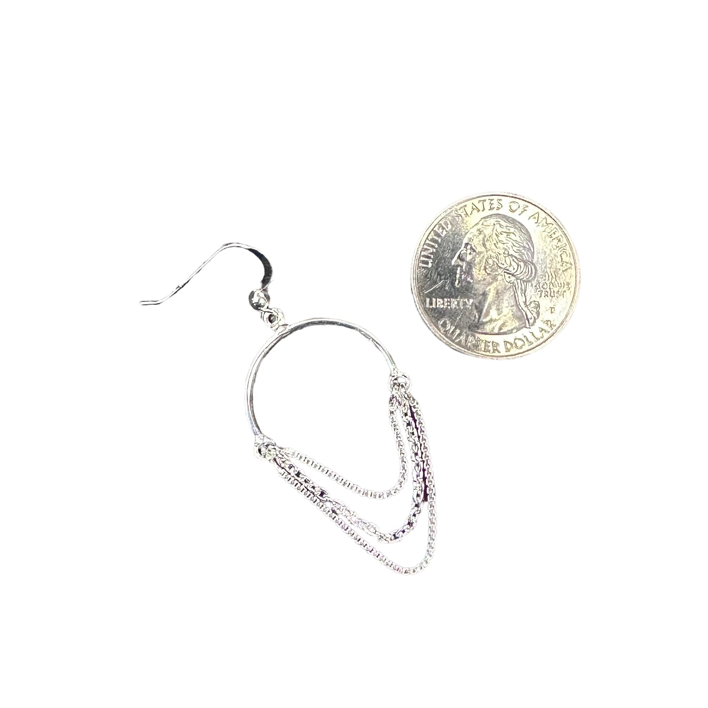 3-Strand Chain Hoop Dangle Earrings Sterling Silver