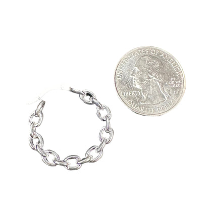 Chain Link Hinged Hoop Earrings Sterling Silver