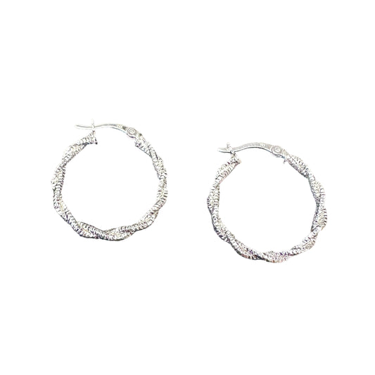 Fancy Rope Twist Hinged Hoop Earrings Sterling Silver