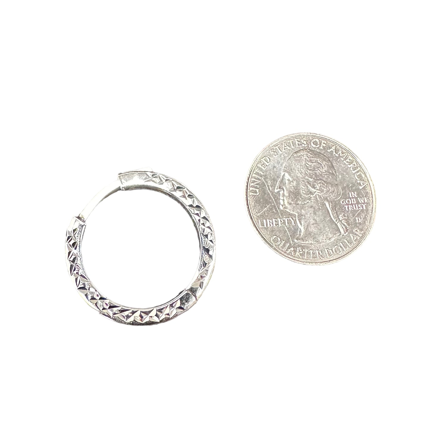 Fancy Stamped Hinged Hoop Earrings Sterling Silver